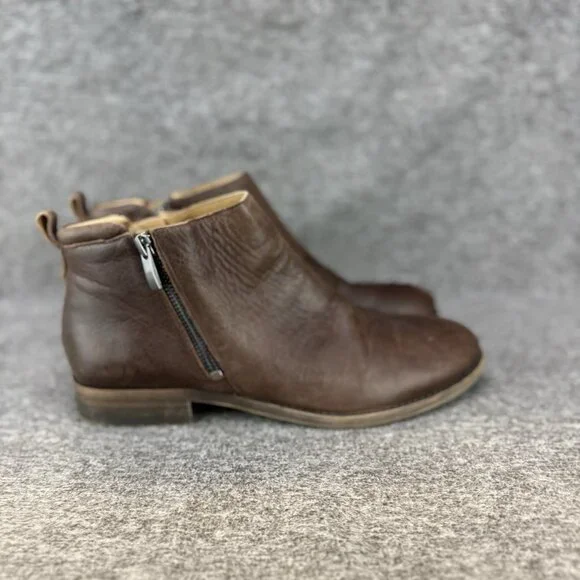 ✅Franco Sarto Boot Women's 9.5Keegan Brown Leather Double Side Zip Ankle Booties - Picture 7 of 10